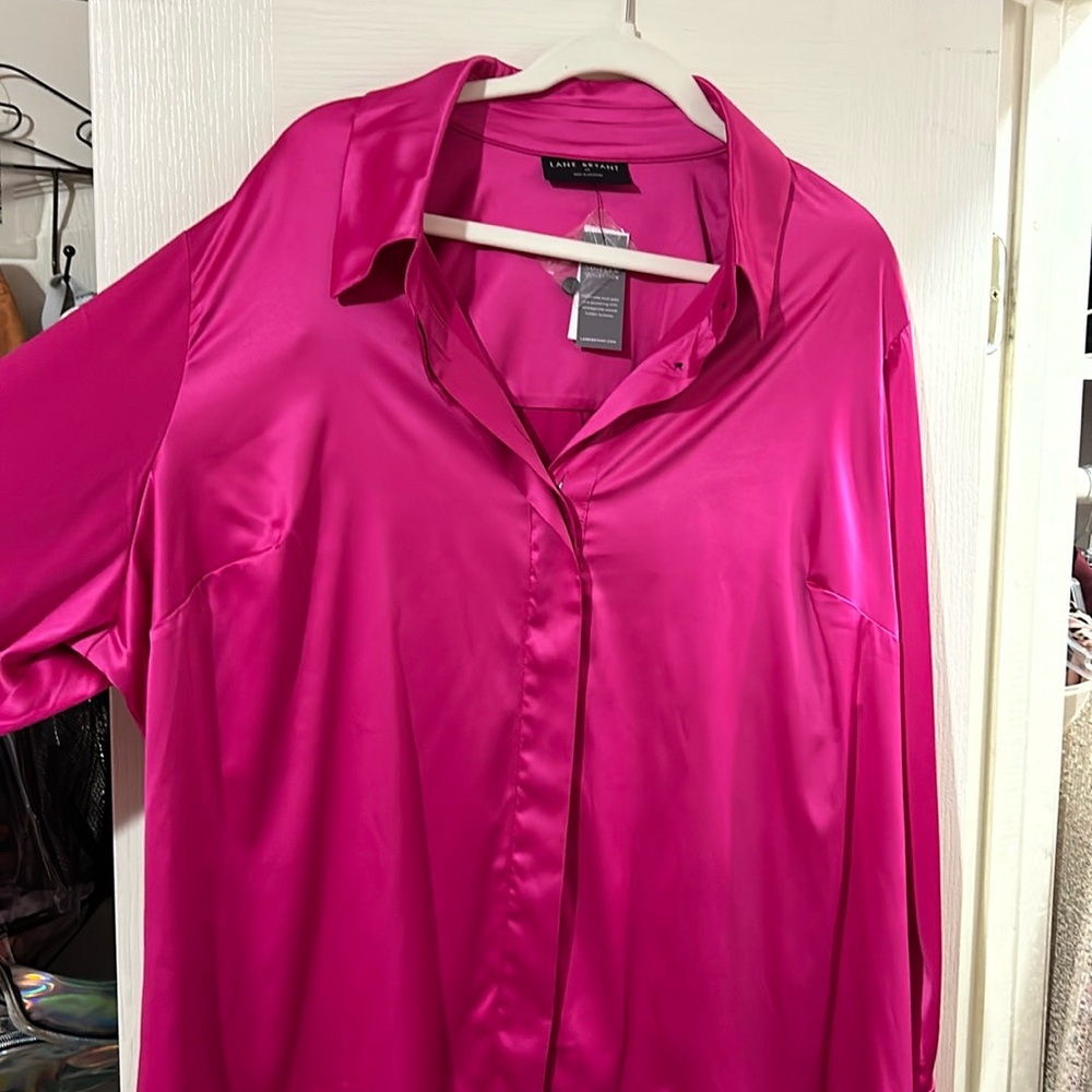 Lane Bryant -Satin Pink Button Down